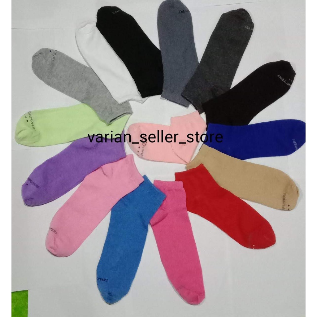 Kaos kaki wanita pendek mata kaki polos warna bahan katun murah