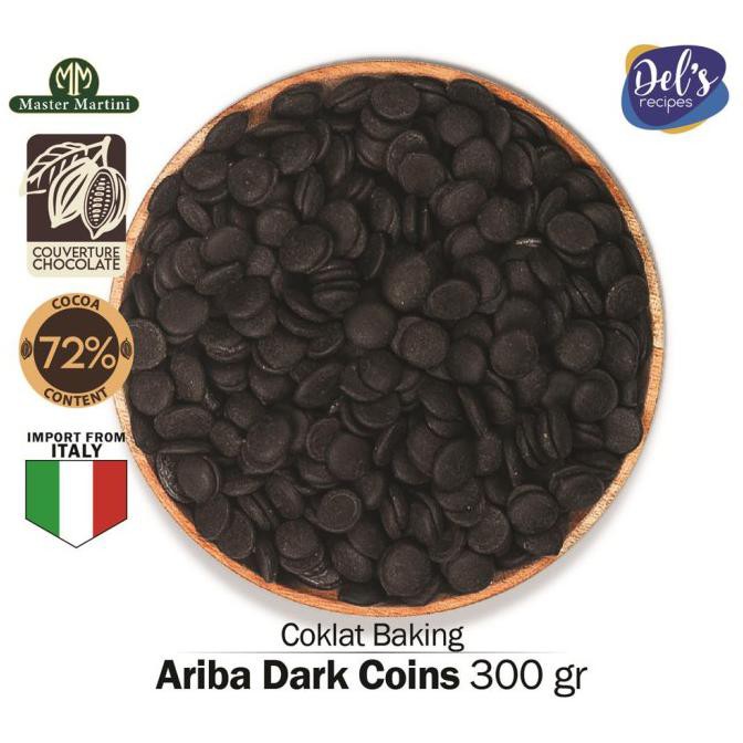 

Ariba Couverture Dark Chocolate 72% Coin - Coklat Kovertur Koin 300gr