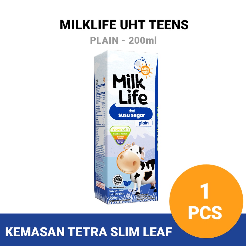 

MilkLife Plain - UHT Teens [1 pcs/Tetra Slim Leaf 200 ml]