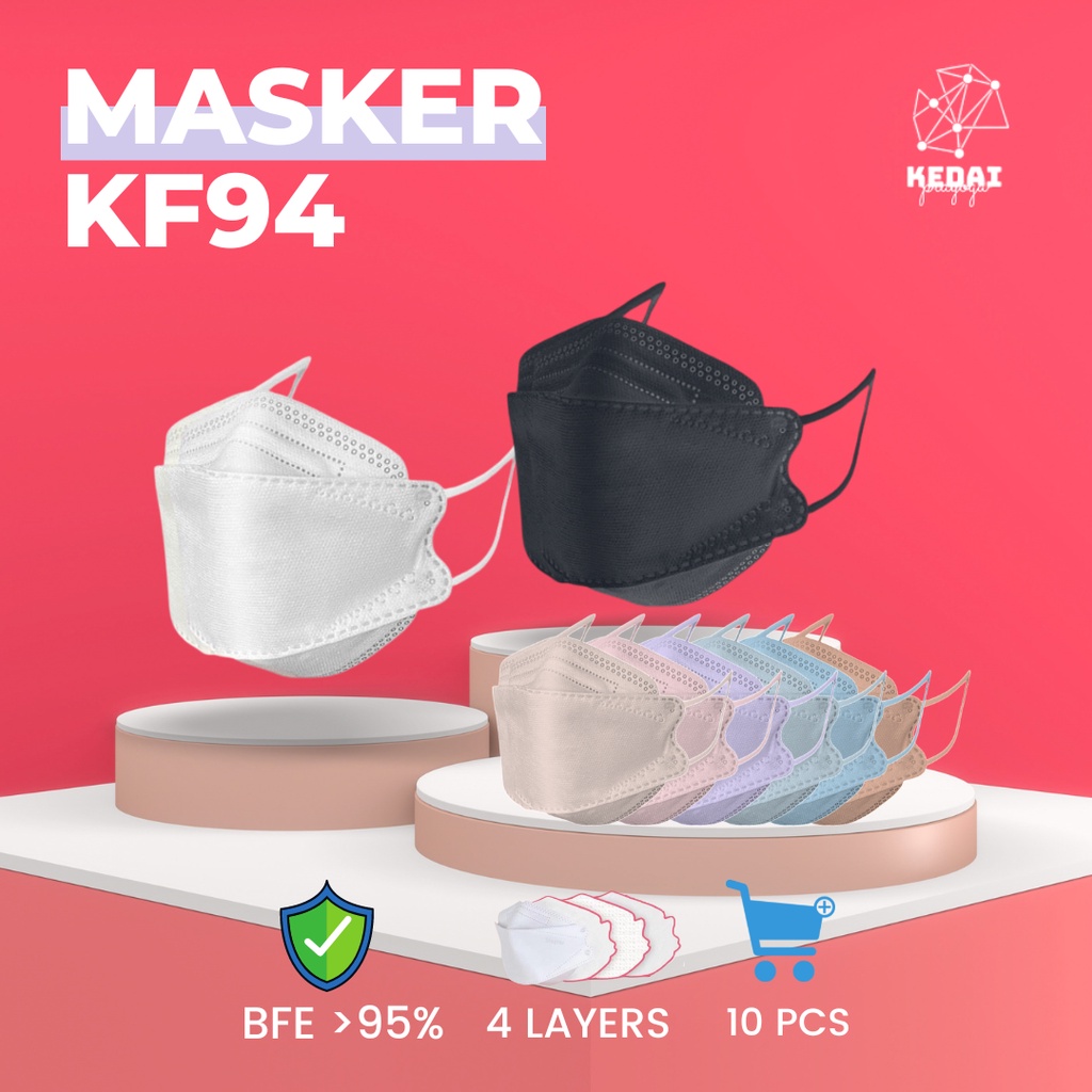 Masker Korea KF94 3D Tali Senada dengan Masker Warna Warni