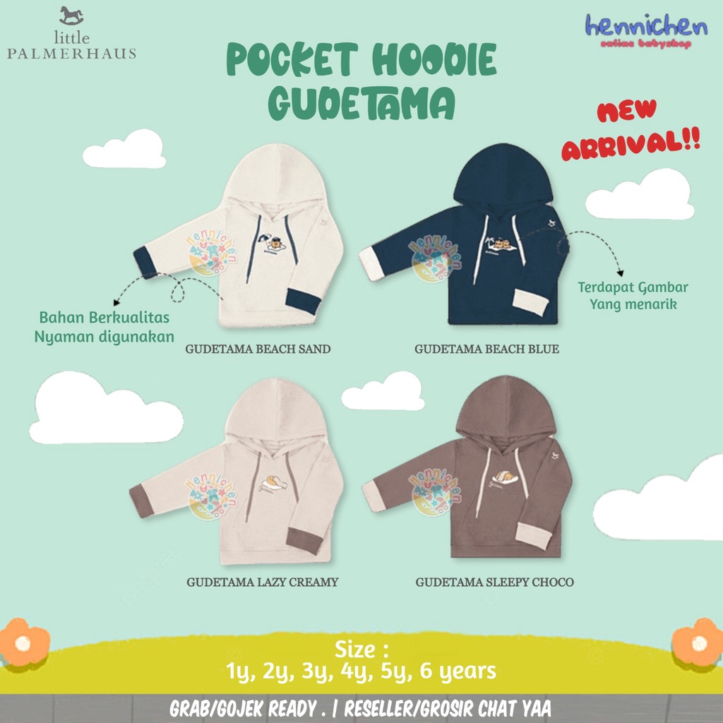 PROMO 7.7 PROMO BAJU LEBARAN Little Palmerhaus - Pocket Hoodie Gudetama Hoodie Anak Pakaian Baju Anak 1 - 6 Tahun