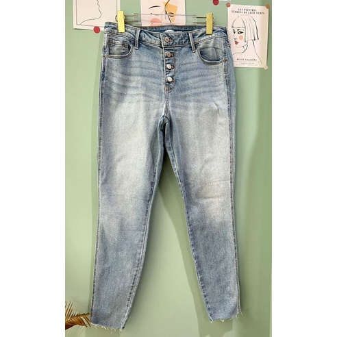 Old denim button skinny jeans