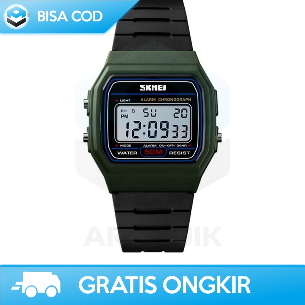 JAM TANGAN KOTAK COWOK DIGITAL SKMEI 1412 KEREN WATER RESISTANT MURAH