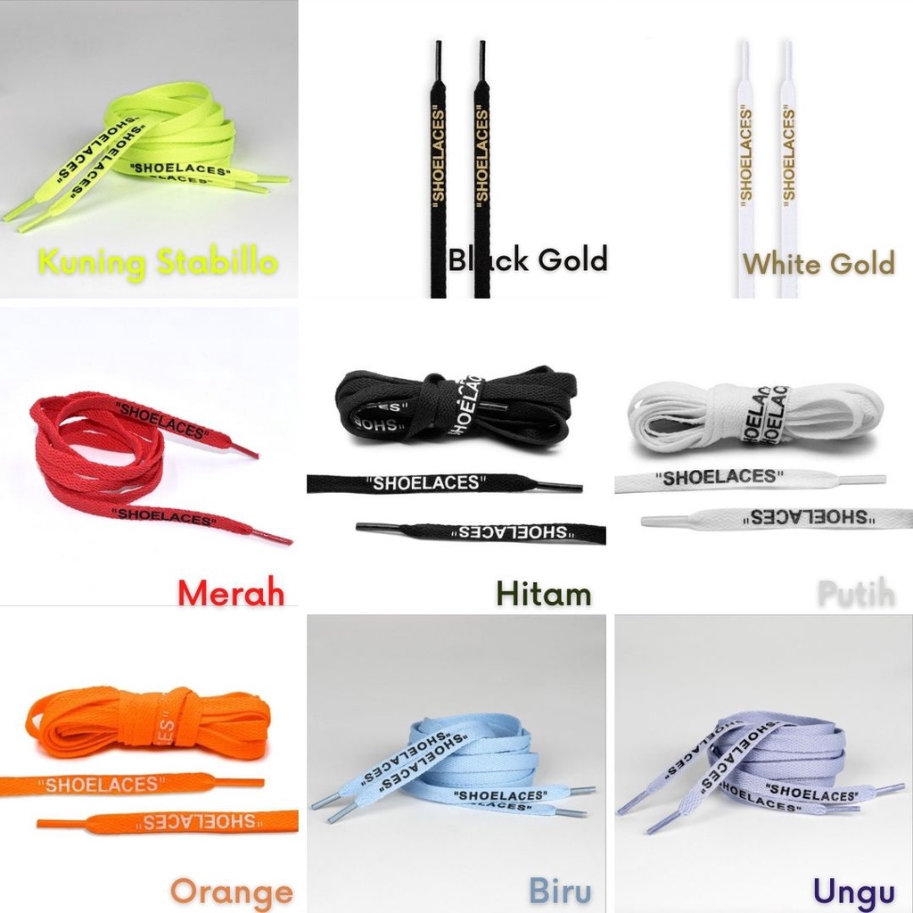 Tali Sepatu Motif ' SHOELACES '  Flat Cotton 120 cm * 8 mm