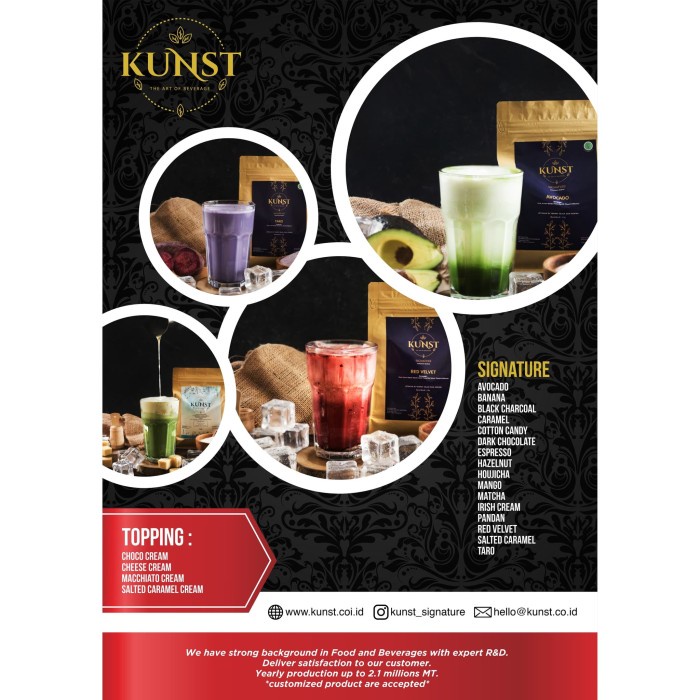 

Lainnya-Minuman-Bubuk- Red Velvet Signature Kunst Powder | Bubuk Minuman Rasa Red Velvet -Bubuk-