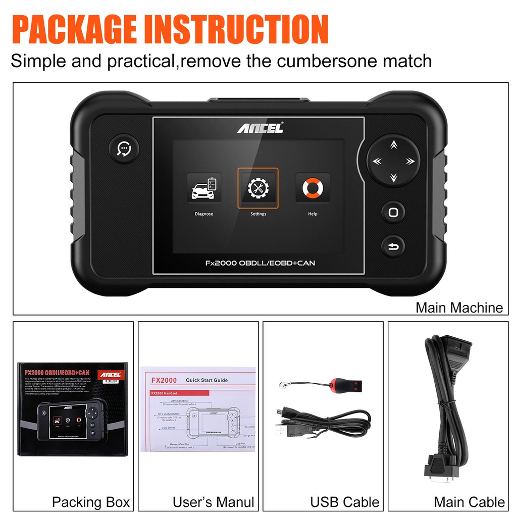 Ancel FX2000 OBD2/JOBD Scanner Car Scanner ABS SRS Airbag AT Gearbox Transmission Check Engine Clean Code Reader Automotive Auto Diagnostic Universal Scan Tool OBD 2 PK Launch CRP123X For All Cars-7