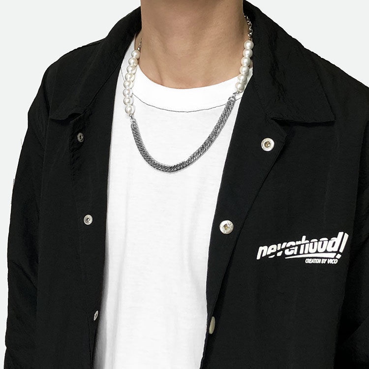 Kalung Mutiara Serbaguna Gaya Hip-Hop Eropa Dan Amerika Untuk Pria