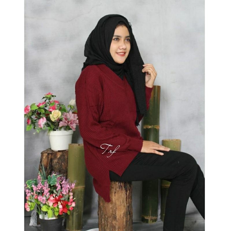 Viona Sweater Rajut | Sweater V Neck