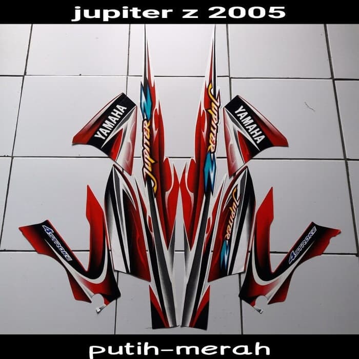 Striping Stiker Jupiter Z 2005 putih-Merah