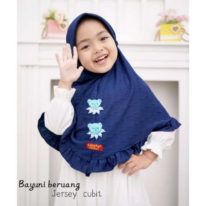 (Assyfa Hijab) BAYUNI BERUANG •hijab instan anak jersey premium•jilbab anak pet cubit beruang