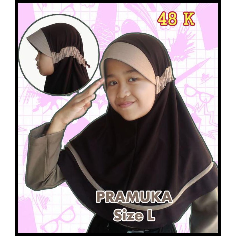 Jilbab Anak Sekolah Pramuka Size L