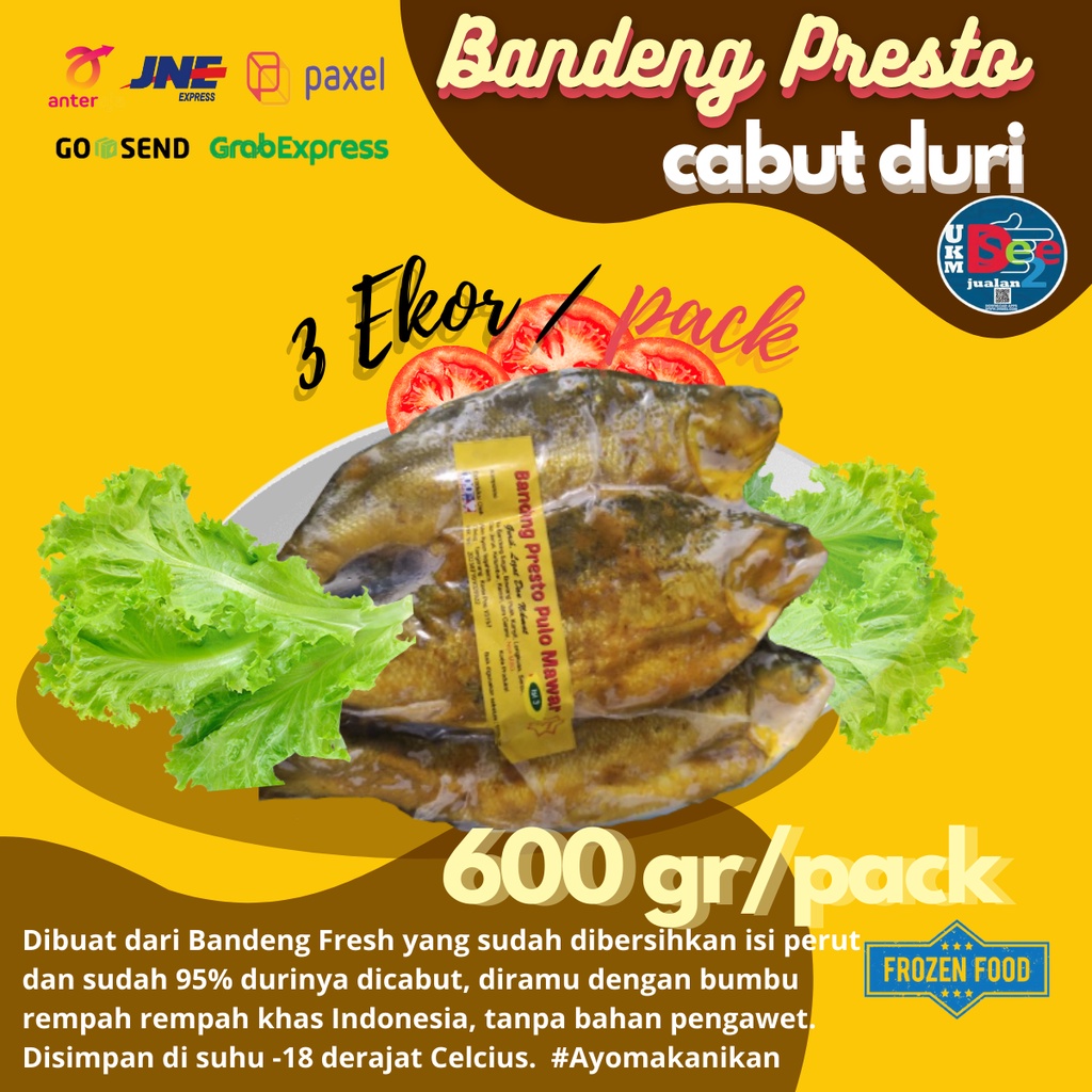 

Bandeng Presto Cabut Duri Isi 3 ekor/packUkuran Besar, ± 200 gram/ekor!