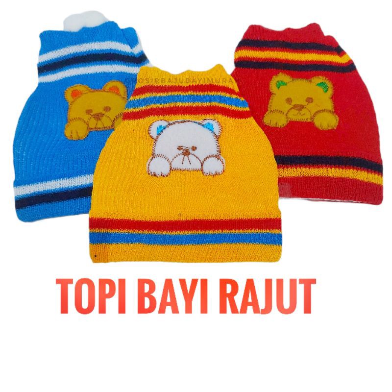 topi bayi rajut  grosir isi 6 pcs