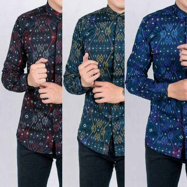  Kemeja  batik  songket pria  murah Baju slimfit cowok 