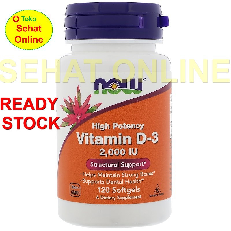 NOW Vitamin D3 2000 iu High Potency 120 Softgels