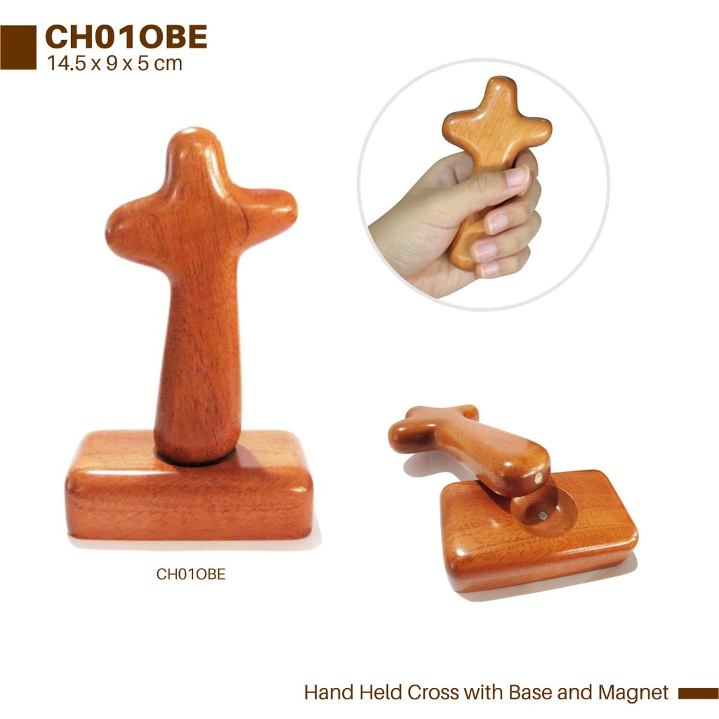 Salib Kayu Doa Tangan dengan base (Handheld Cross with base)