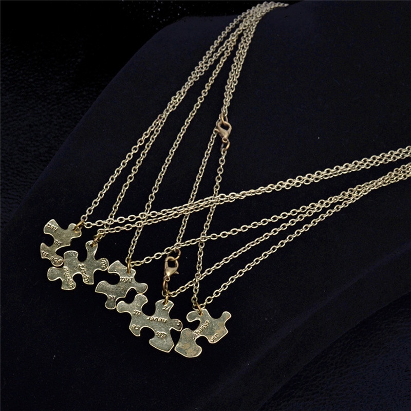 5 Pcs / 1 Set Kalung Liontin Puzzle Jigsaw Interlocking