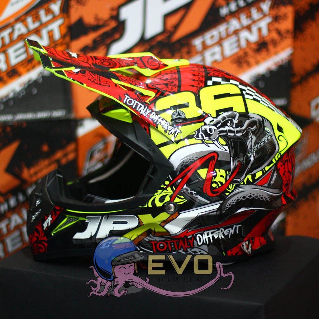 HELM JPX CROSS_FOX1 SERI X16 - FLUO YELLOW GLOSS + GOOGLE SNAIL (ONGKIR 2 KG) HELM JPX TERBARU