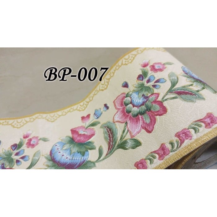 BP007 Yellow Flower Wall Border Premium List Stiker Pembatas Dinding Kaca Tekstur Timbul 5m