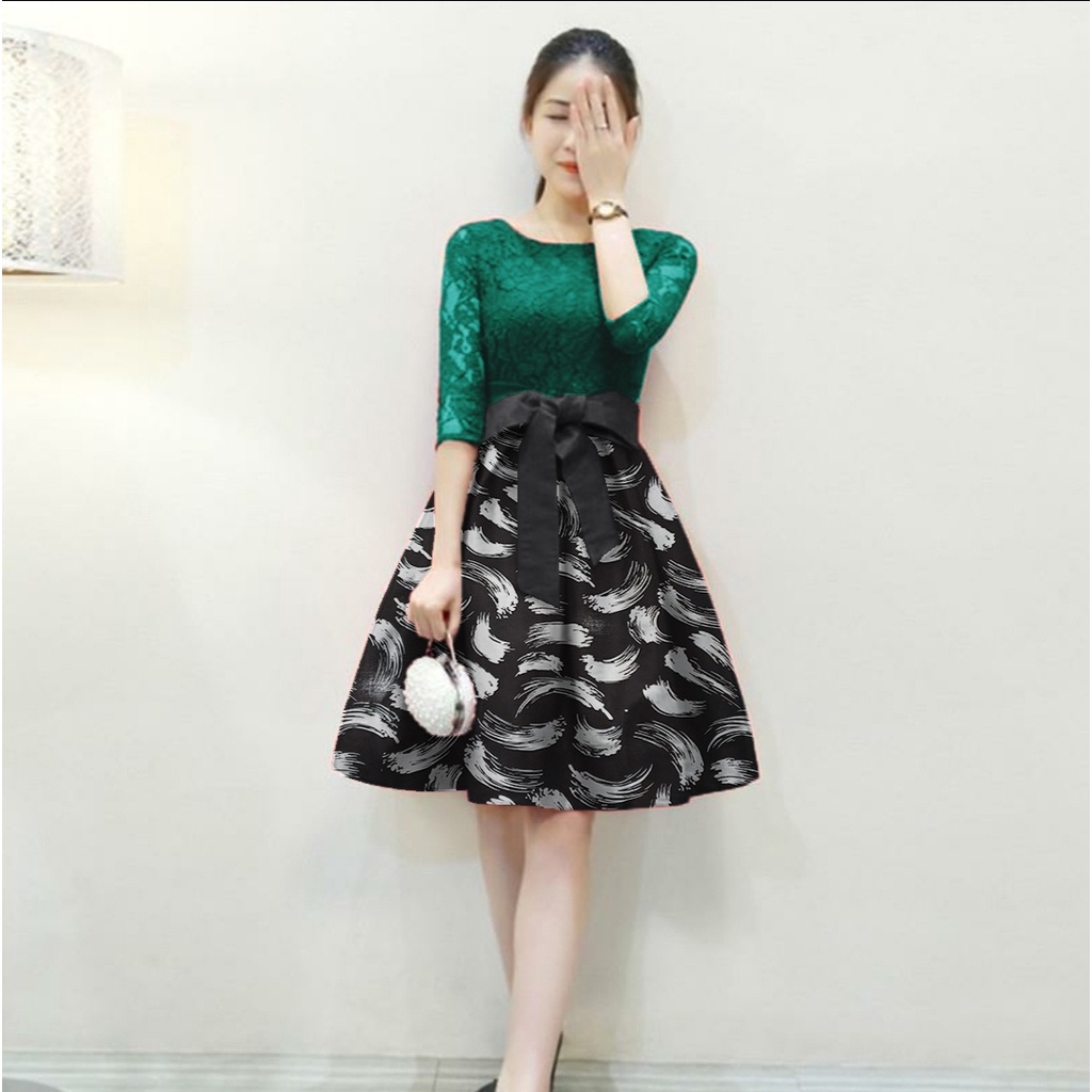 FWG - DRESS DALI ABSTRAK / DRESS BRUKAT WANITA / DRESS NATAL / DRESS / DRESS WANITA TERBARU / MINIDRESS