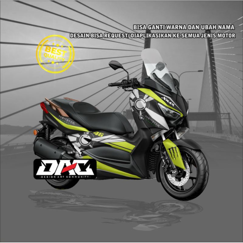 Sticker Decal full body grafis simple  yamaha xmax hijau muda