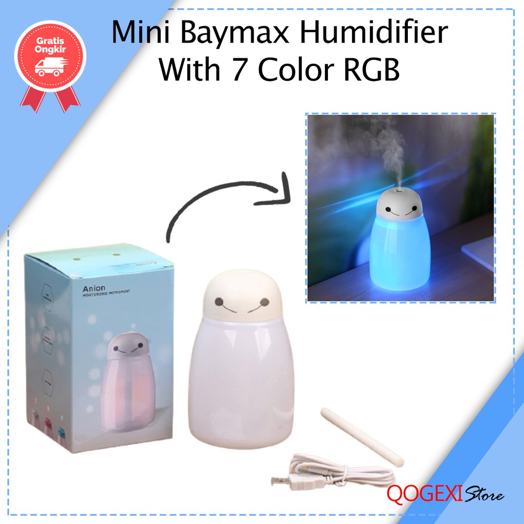 Humidifier Diffuser Pengharum Ruangan Pelembab Udara Baymax Mini Ruangan Aroma Terapi Lampu Tidur Rg