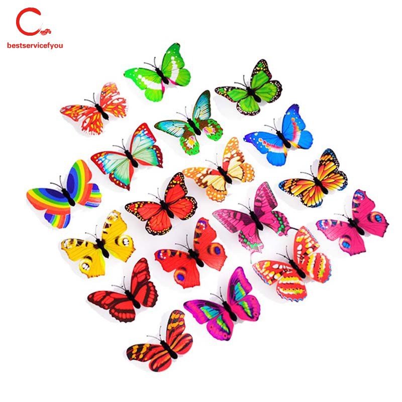 1 10 Pcs Set 3d Wall Stickers Lifelike Dragonfly Butterfly Mini Led Night Light Sticker Home Decoration For Baby Bedroom Shopee Indonesia