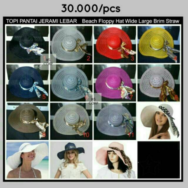 Supersale Topi Pantai Jerami Lebar Topi Lebar