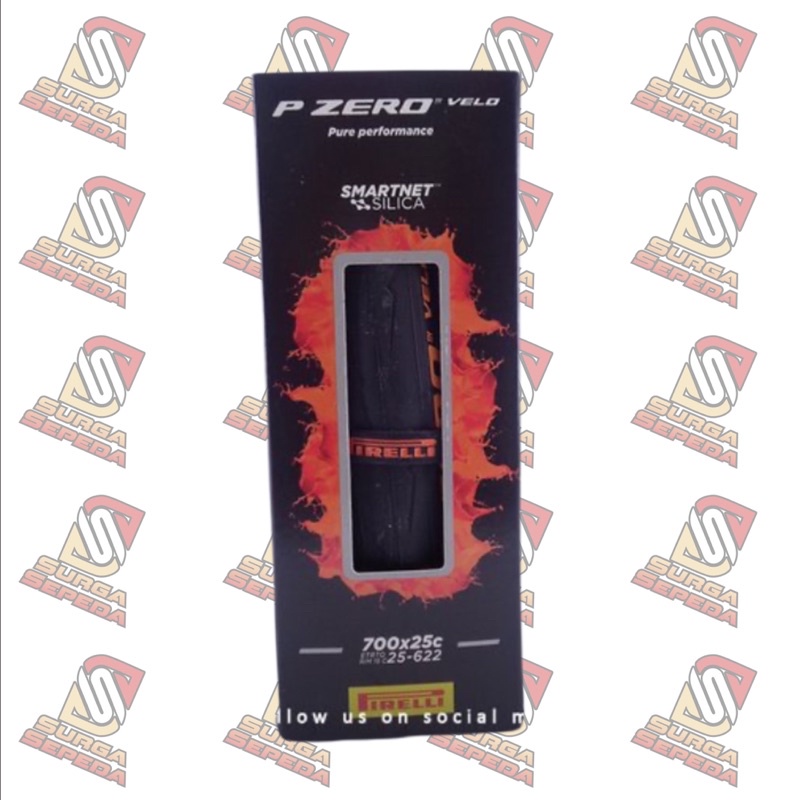 BAN PIRELLI ZERO VELO 700X25C BLACK ORANGE ROAD 700C 25C