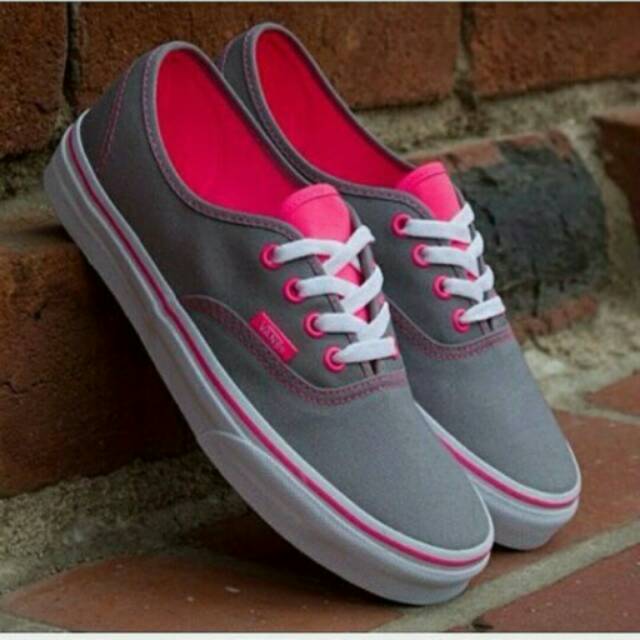 grey and pink vans