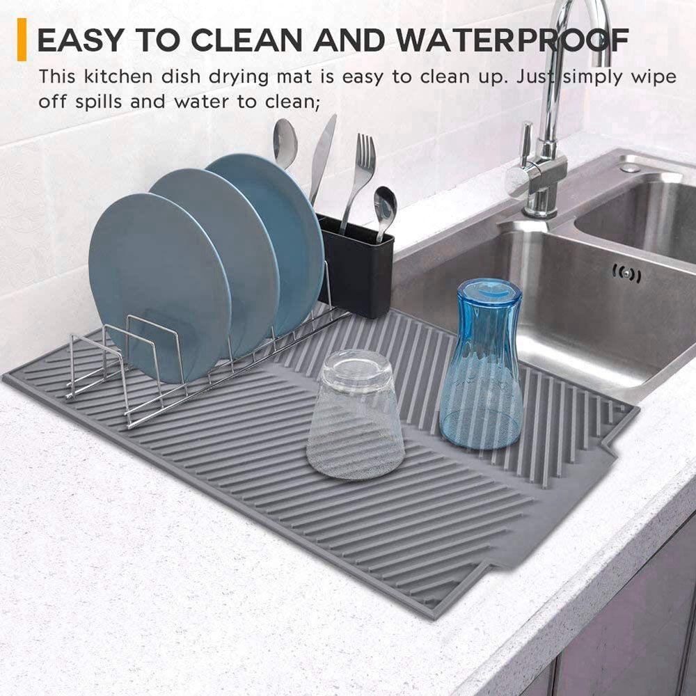 [Elegan] Dish Drying Mat Non Slip Drying Perlengkapan Rumah Tatakan Gelas Untuk Counter Top Draining Placemat