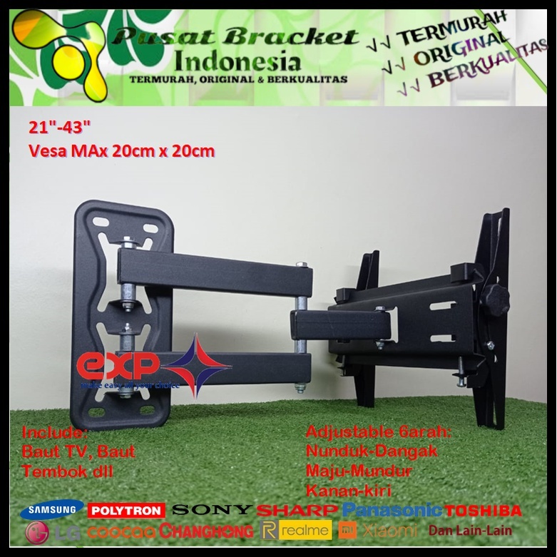 Bracket TV SONY 14 s/d 43 inch 6 ARAH FULL BESI SUPER KOKOH GARANSI 100% ORI