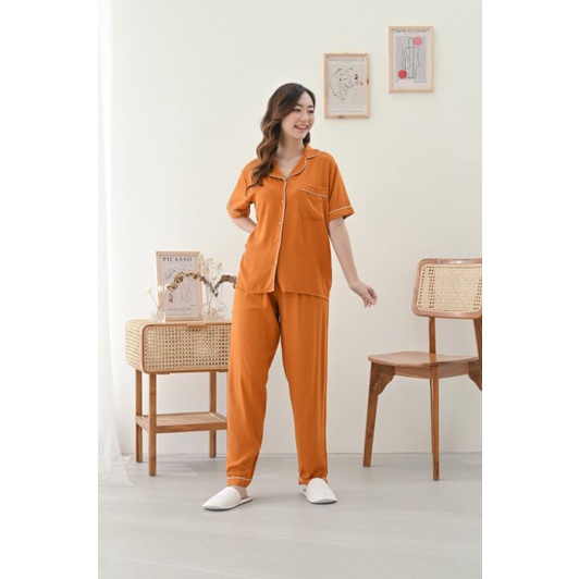 EMILY CP SWAP PAJAMAS BAJU TIDUR PIYAMA BAJU TIDUR RAYON PIYAMA RAYON PIYAMA POLOS-BRICK PREMIUM