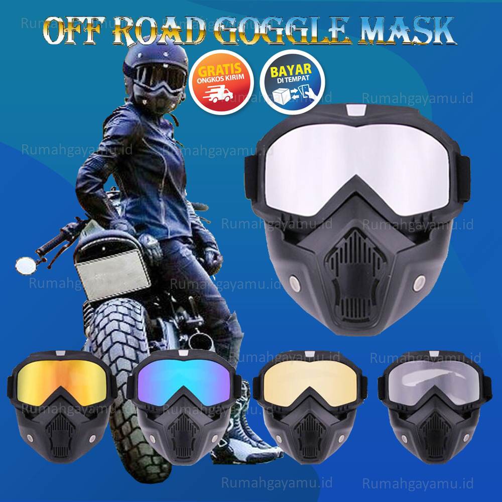 TaffSPORT Kacamata Goggles Mask Motor Retro - BOLLFO