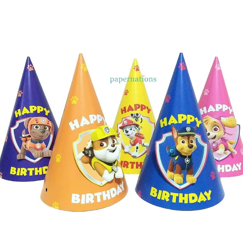 Party Hat Paw Patrol / Paw Patrol Cone Hat / Topi Kerucut Paw Patrol / Topi Ultah Paw Patrol
