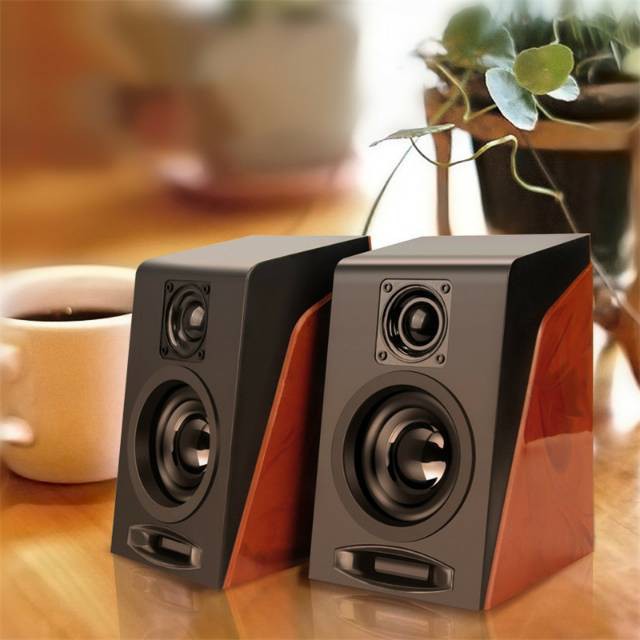 Grab Medan Speaker Audio First Eye 950 HiFi Desktop Multimedia Stereo 2.0 Channel - Black/Brown