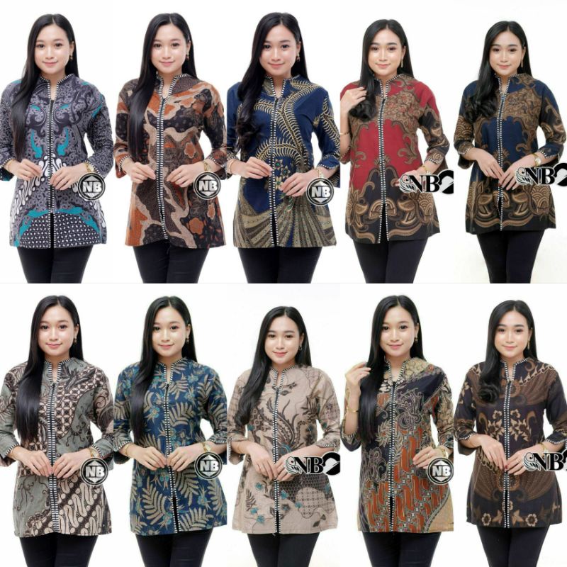 Blus Collata Kombinasi Layer Atasan Batik Modern Casual Kerja Seragam Kantor