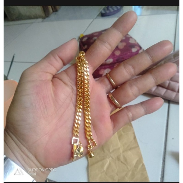 Gelang tangan rantai dewasa berlapis emas 24k