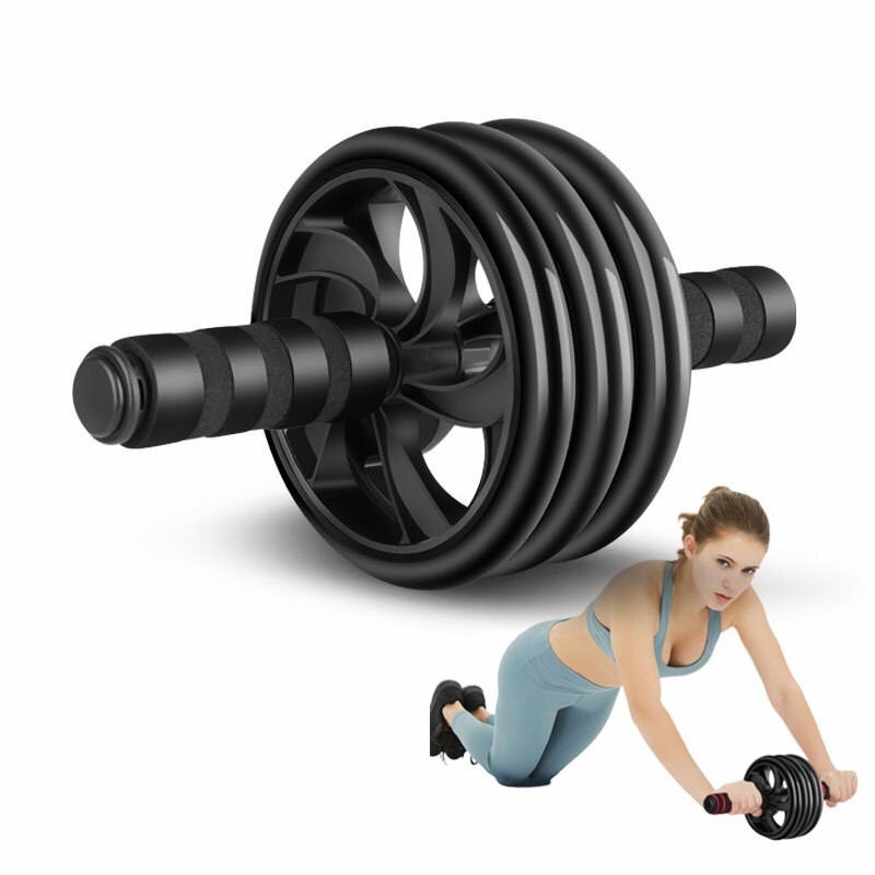 Silent 3 Wheel Ab Roller Abdominal Muscle Exercise Home Gym Equipment For Women Men Abs Core Training Shopee Indonesia