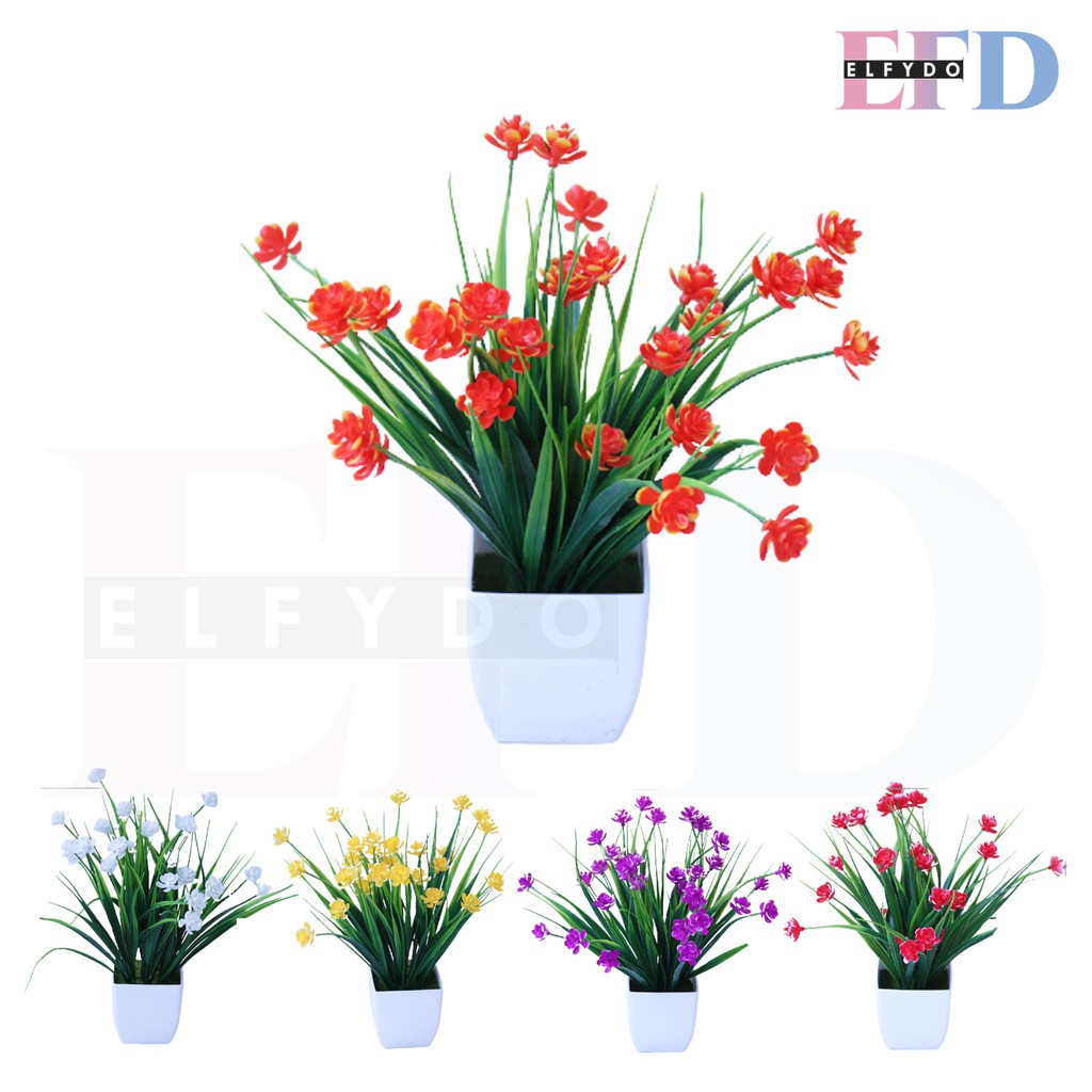 ELFYDO PT51 Pot Tanaman Hias Bunga Hias Plastik Ornamen Pot Bongsai Artificial Flower Decoration