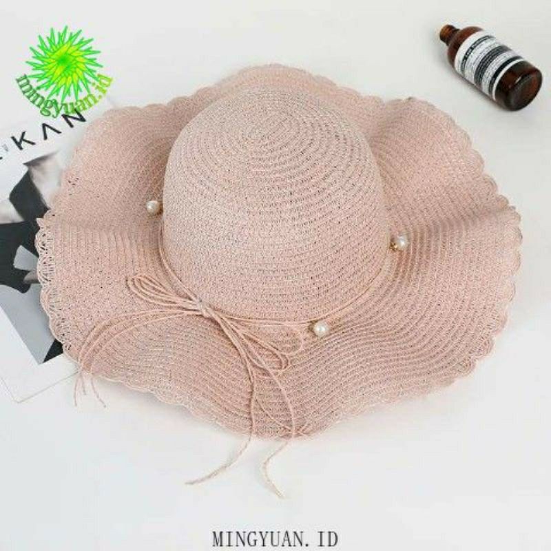 TOPI PANTAI wanita Anyam Rotan Import