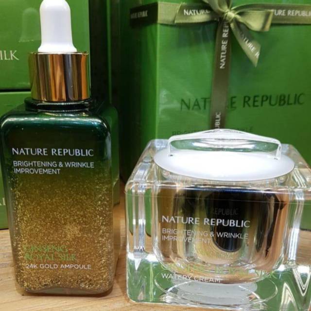 NATURE REPUBLIC GINSENG ROYAL SILK 24K GOLD AMPOULE & WATERY CREAM