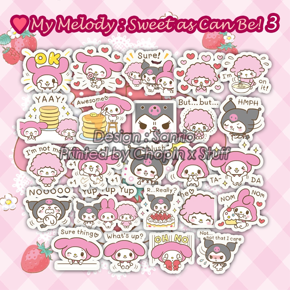 

Sticker Pack Waterproof Anti Air My Melody / Stiker Cute Lucu