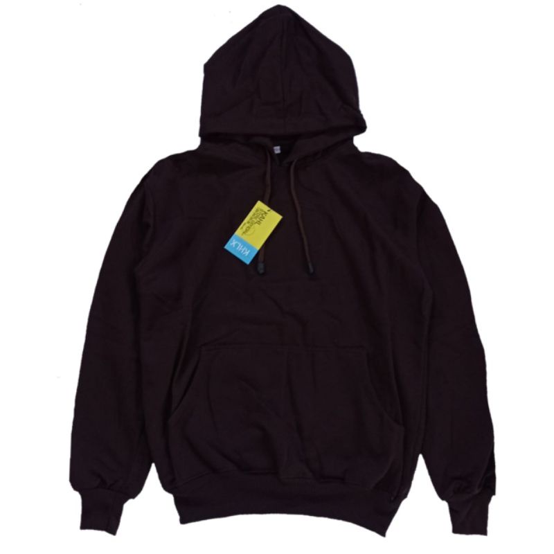 (BISA COD) Jaket jumper hoodie polos pria wanita-coklat
