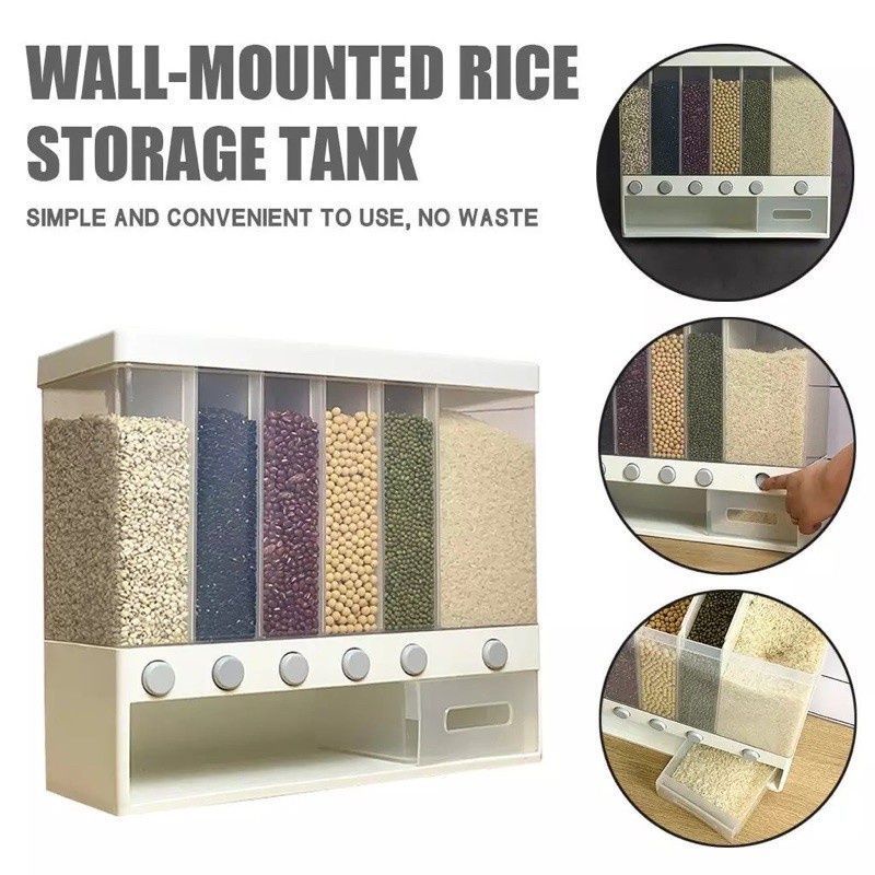 CEREAL DISPENSER wall mounted rice storage tank Dispenser beras dispenser cereal dispenser kacang