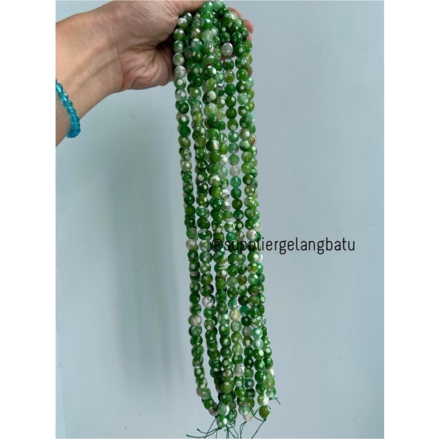 bahan batu 10mm SODALITE hijau serat CUTTING aksesoris FACET manik
