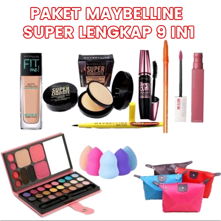 Paket Make Up Maybelline Fit Me Foundation-Paket kosmetik maybelline 9 in1 Termurah