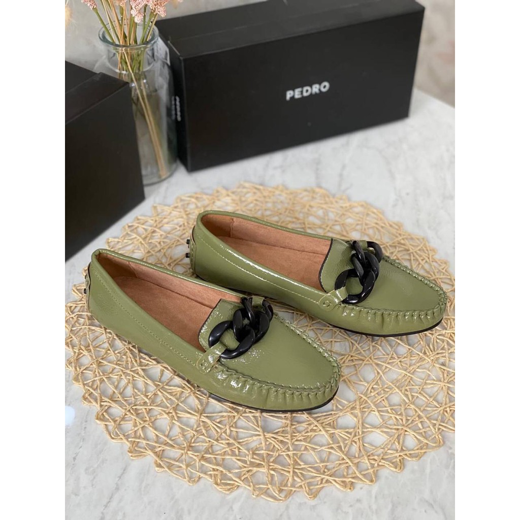 SEPATU WANITA PS046 PDR CHAIN DETAIL LOAFERS PREMIUM IMPORT