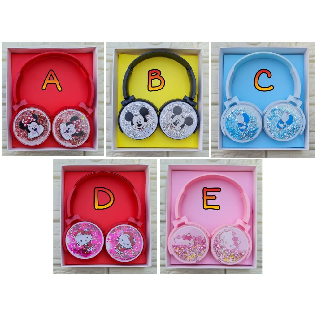 HEADPHONE BLUETOOTH KARAKTER MICKEY MINNIE HELLO KITTY DORAEMON