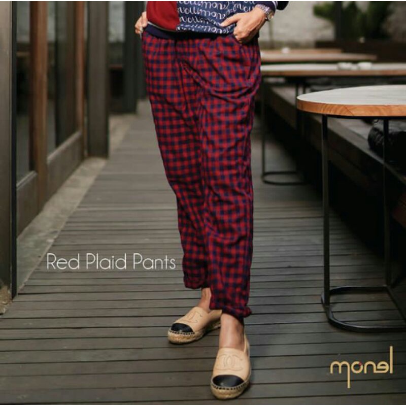 red plaid pants by monel